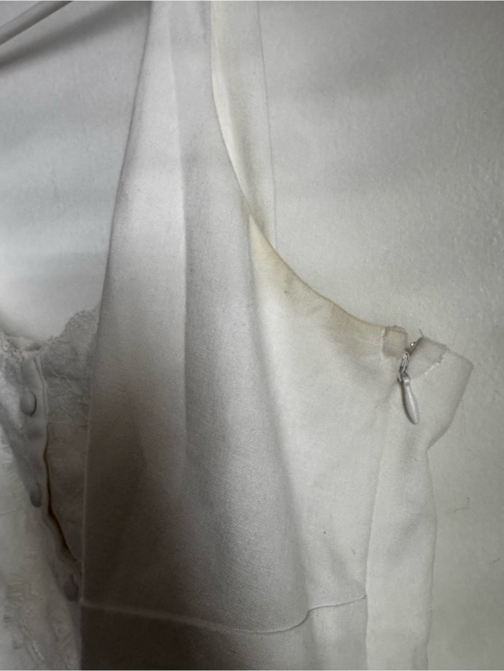 White Linen Lace Trim Midi Dress | Bridal Shower | Rehearsal Dinner | Size XL - Picture 6 of 8